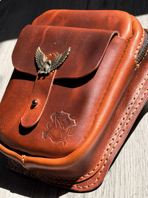 Handcrafted Bikers Leather Leg bag, Hip bag